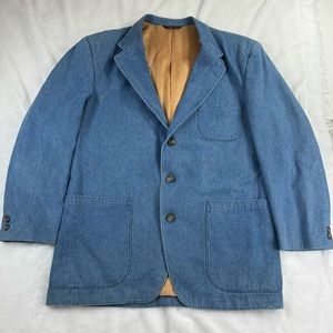 Huntington Mens Size Medium Blue USA Made 3 Button Sport Blazer Jacket